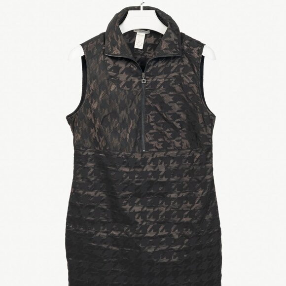 Sarah Pacini Black Metallic-Houndstooth High-Neck Mini Dress - Picture 1 of 8